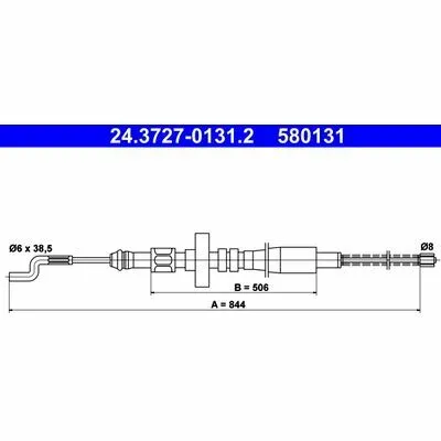 ATE 24.3727-0131.2 Cavo Comando, Freno Stazionamento Nuova Collezione