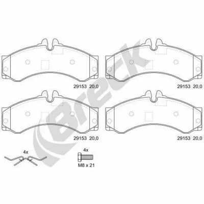BRECK 29153 00 703 00 Kit Pastiglie Freno, Freno a Disco Prezzo Basso