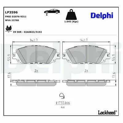DELPHI LP2299 Kit Pastiglie Freno, Freno a Disco Ultimissimo Modello